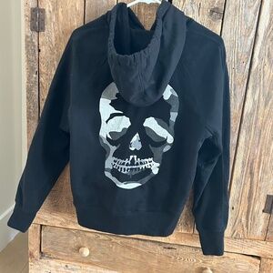 Zadig Voltaire Clipper CAMO Skull Pullover Hoodie Sweatshirt Black Small S